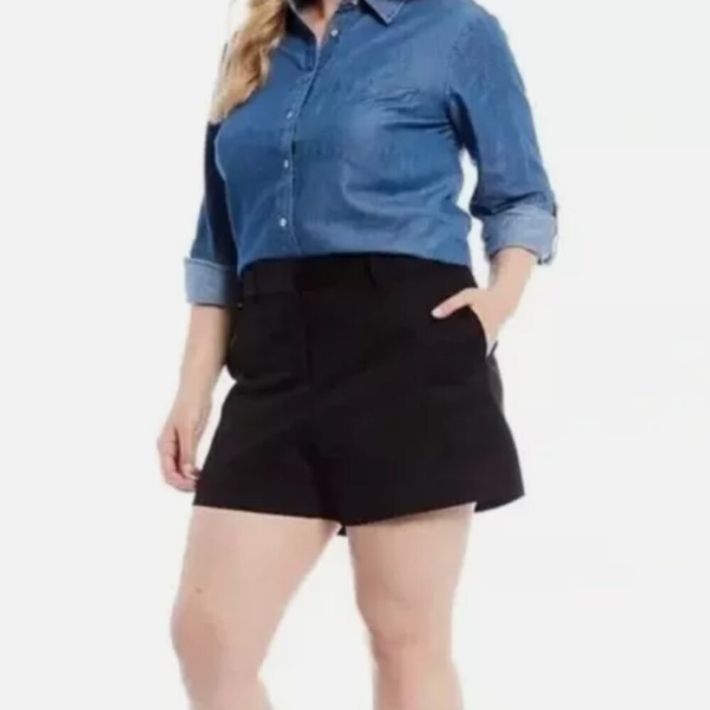 Michael Kors Plus Size Black Cotton Chino Shorts Size 22W